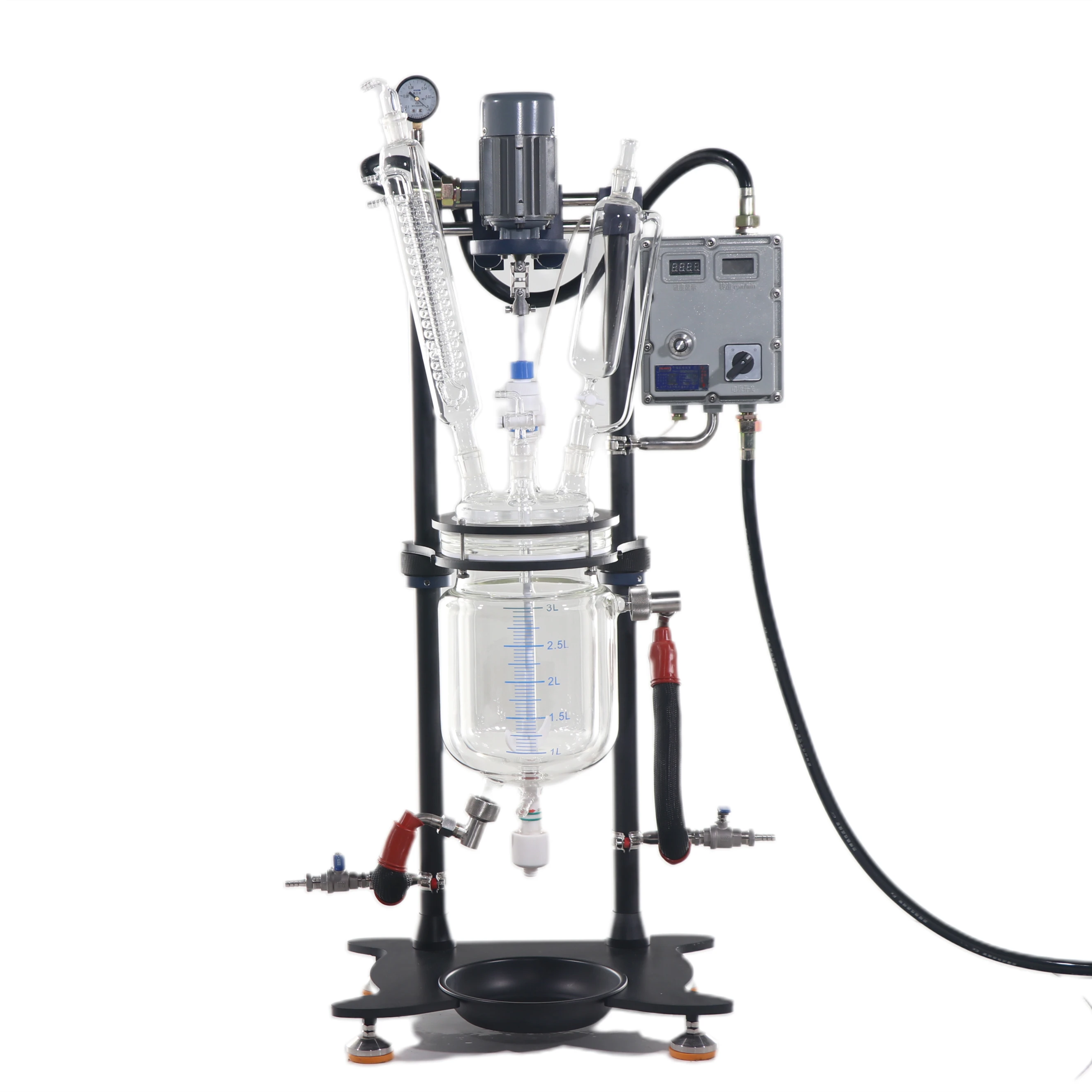 Lab 5l Single Bioreactor Jacket Glass Pilot Plant Reactor And Glass Reactor Flask Price