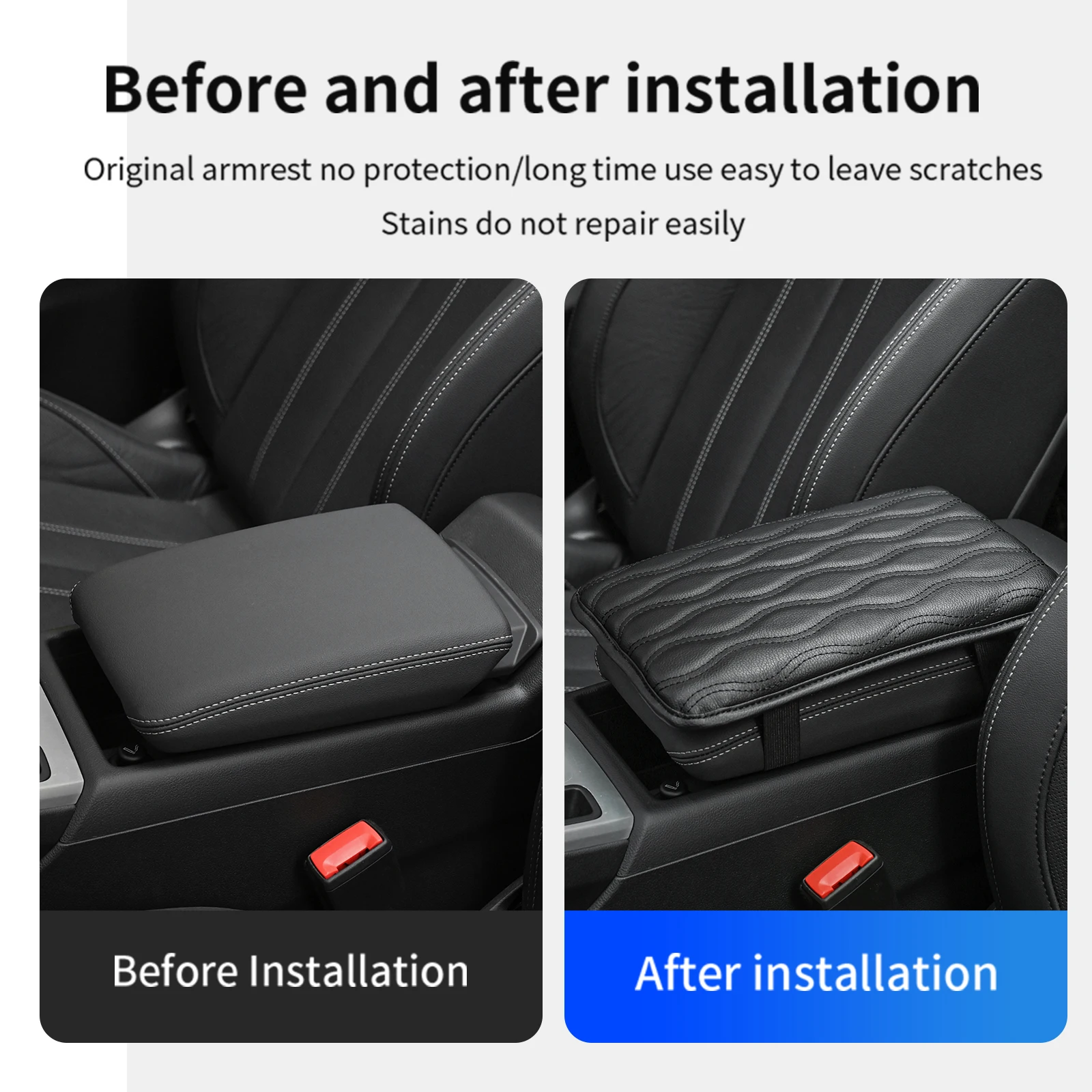 Car Interior Decoration Leather Car Armrest Box Mat Four Seasons Universal Car Armrest Box Protection Pad