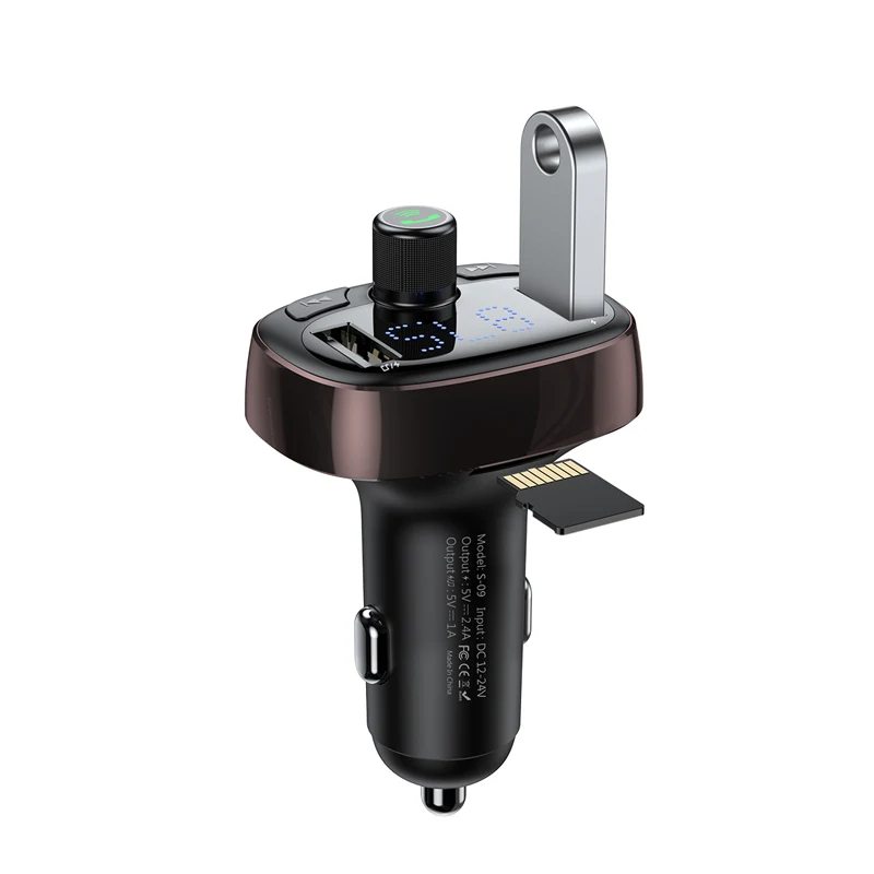 S-09 MP3 FM Transmitter Car Charger Socket With Car Holder