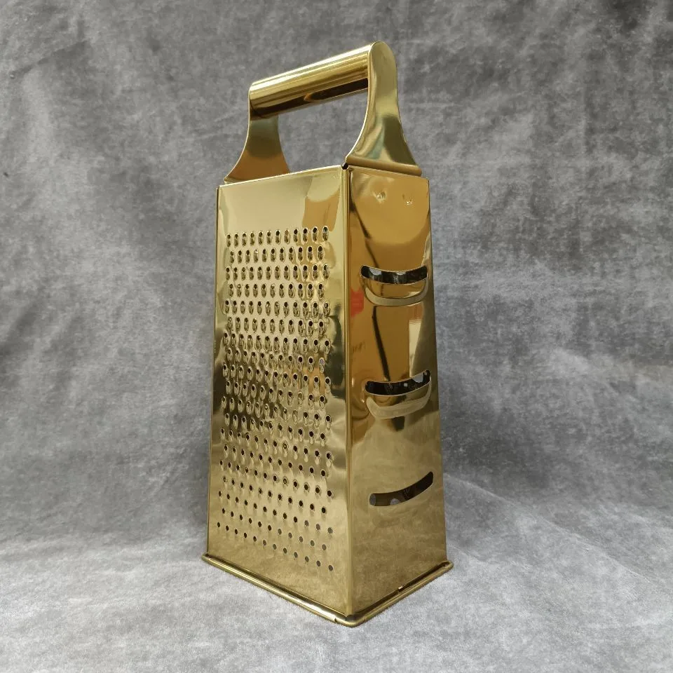 Parmesan Cheese Grater, Vegetables Ginger Grater Kitchen Grater Stainless Steel Zester with 4 Sides Gold Color