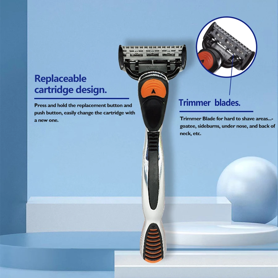 OEM ASR F855 five 5 blade shaving razor blade with metal handle OEM blister card packing