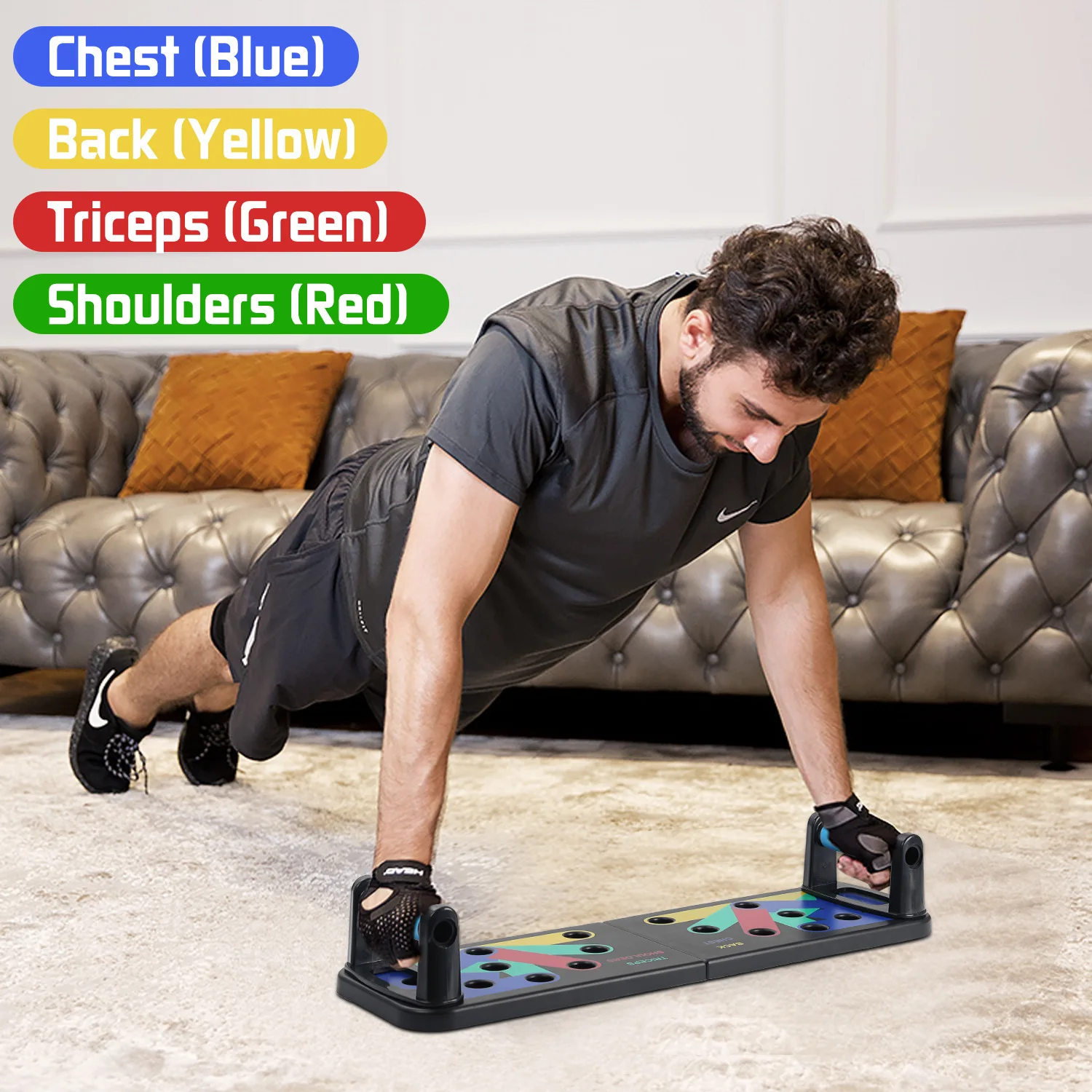 K&B Fitness Room Push Up Pole Multifunctional Muscle Chest Adjustable Push Up Stand Sports Portable Push Up Board