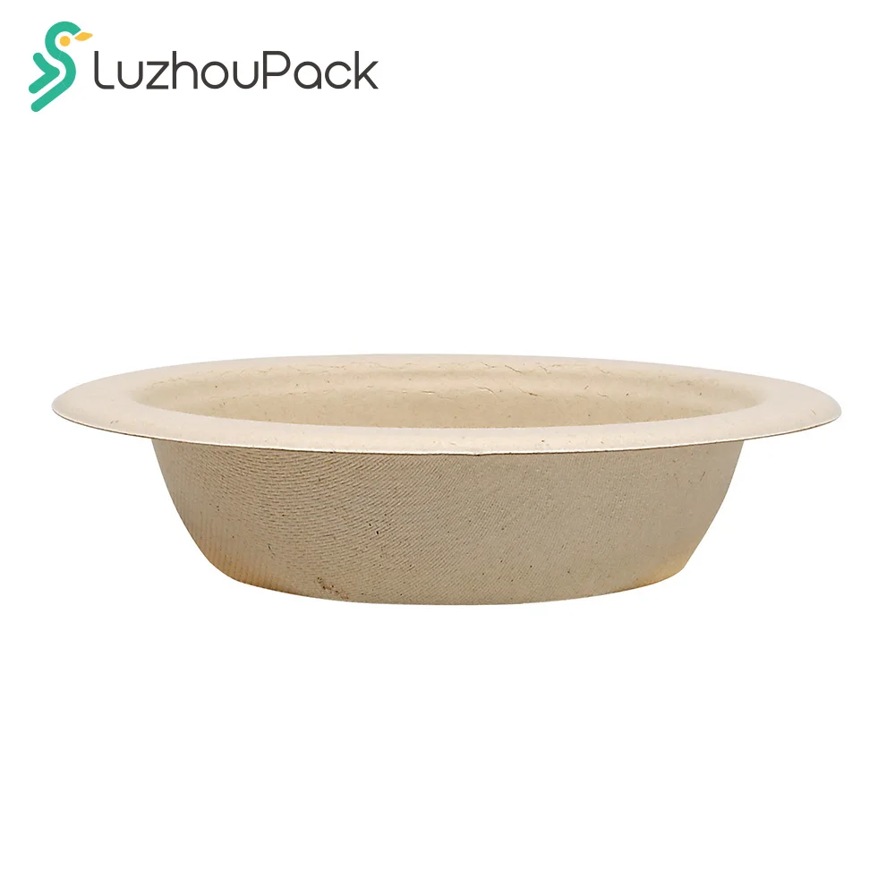 LuzhouPack 480ml Freezer Safe and Leakproof Disposable Paper Biodegradable Sugarcane Bagasse Salad Bowl Wholesale