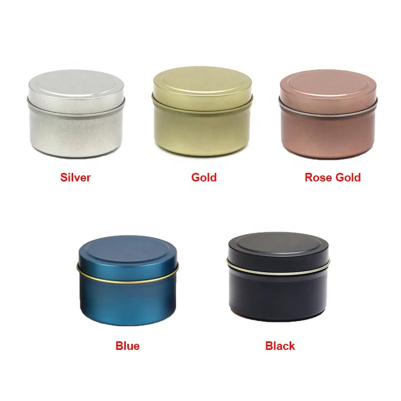 Factory Price 2oz 6oz 8oz Rose Gold Metal Tin Can Black Candle Jars Round Tinplate Container (NIR 01)