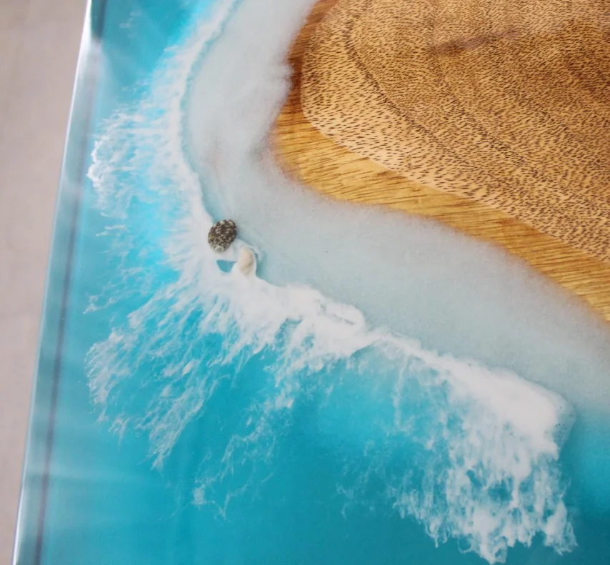 Marine Style Modern Design Living Room Table High Quality Custom Solid Wooden Epoxy Resin Table