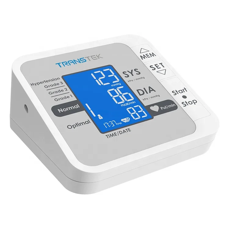 TRANSTEK upper arm BP machine digital electronic automatic blood pressure monitor with 2*199+Guest Memory Capacity