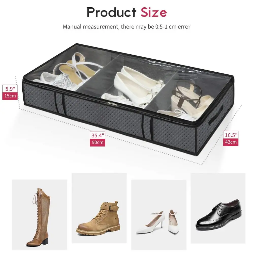 Foldable Underbed Clothing Organizers Quilt Clothes Zipper Clear Windows underbed Storage bag