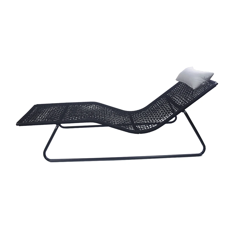 Fixed Back Rope Weaving Sun Lounger Chaise Chair Stacking Beach Swimming Pools Hotels Dining Parks Villas Gyms Made Metal