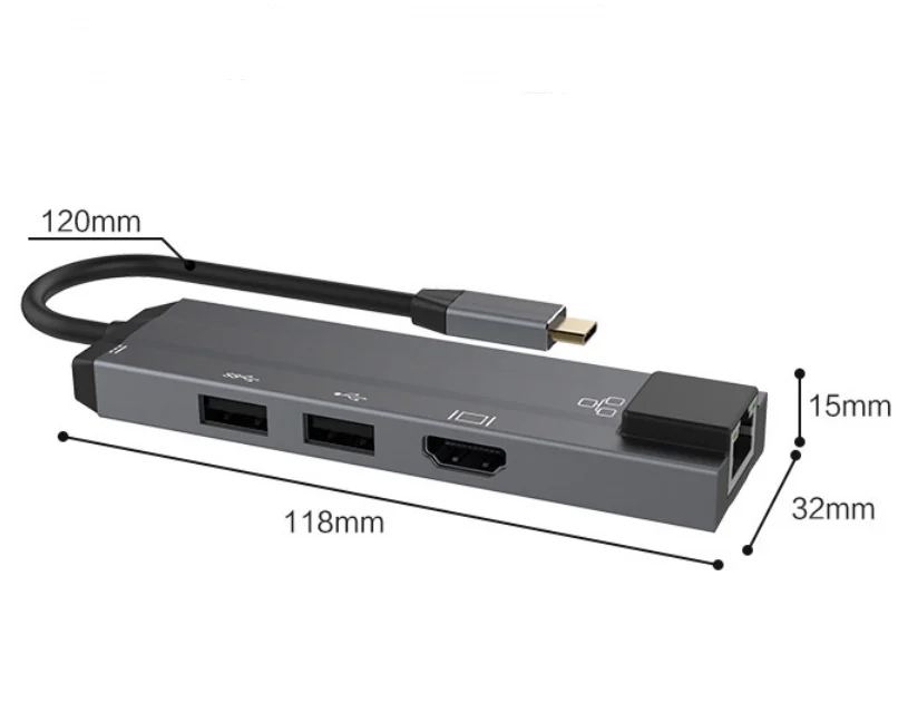  Тип C концентратор USB 5 в 1 к RJ45 Ethernet адаптер 4 компьютера Адаптер Hub с PD зарядный кабель для Macbook и Windows