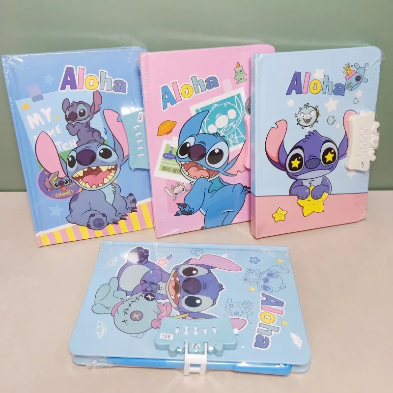 School Stationery Melody Notebook, Cute Kuromi locking note book, Anime Stitch diary notebook