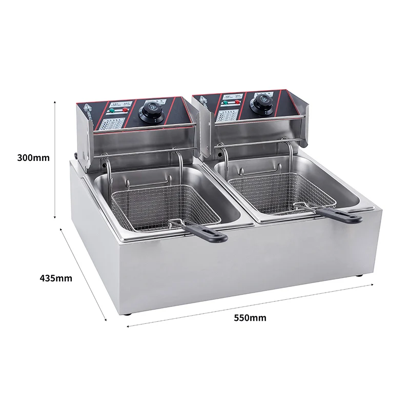 Professional Manufacturer Double Fried 6Lx2 Batch Potato Egg Turkey Induction Deep Fryer Coqmmercial Electric