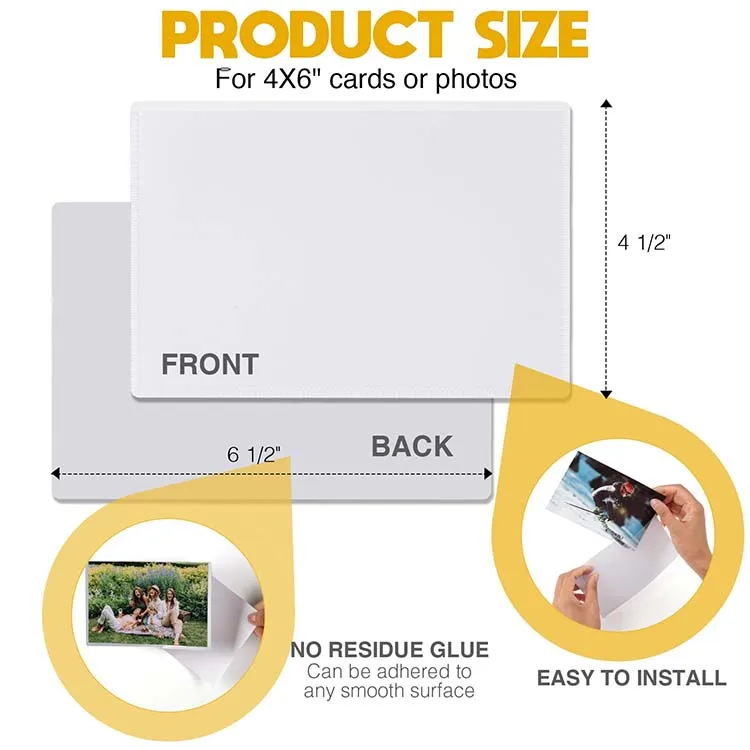 Photo Sign Holder Self-Adhesive Display PVC Adhesive Picture pocket  for Wall 2 Sides Clear Glass Door Alert Sign Holder
