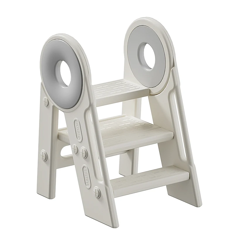 Sturdy step stool for kids learning tower Lightweight plastic step stool for toddlers Three-step stool for kids with handles