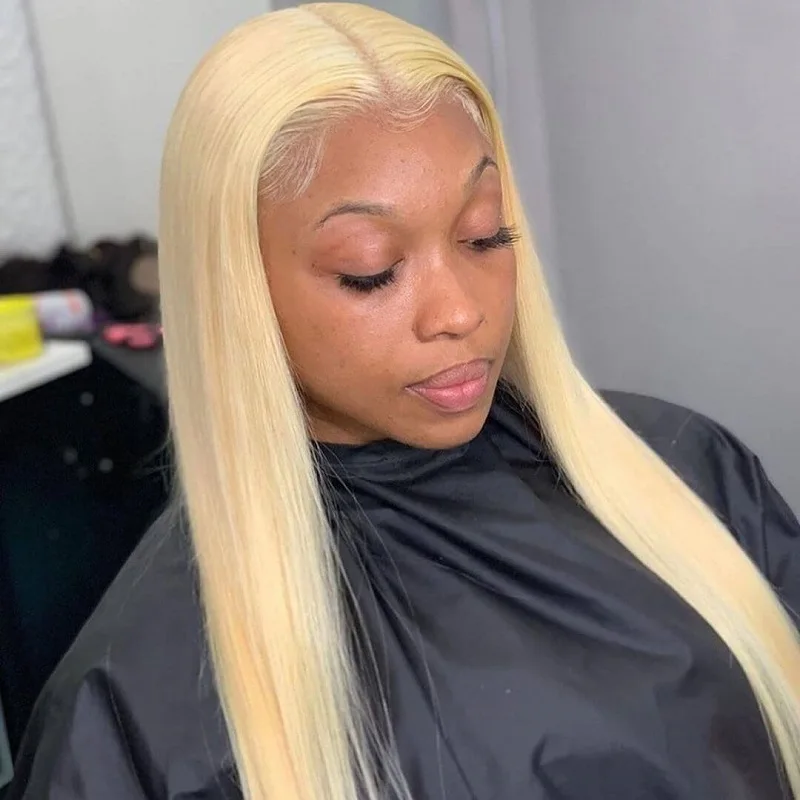 Wholesale Cheap Straight Blonde 613 Virgin Hair Wigs,HD Transparent Lace Frontal Wig,High Quality Real Raw Indian Human Hair Wig