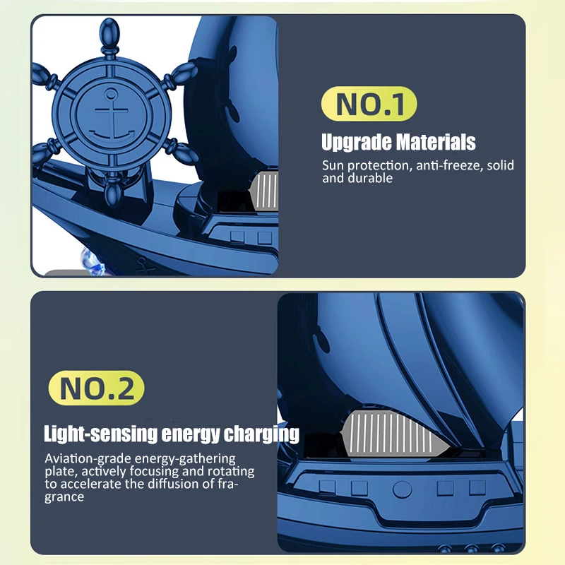 New Solar Car Air Fresheners Auto Dashboard Boat Shape Design Car Perfume Fragrance Diffuser Car Odor