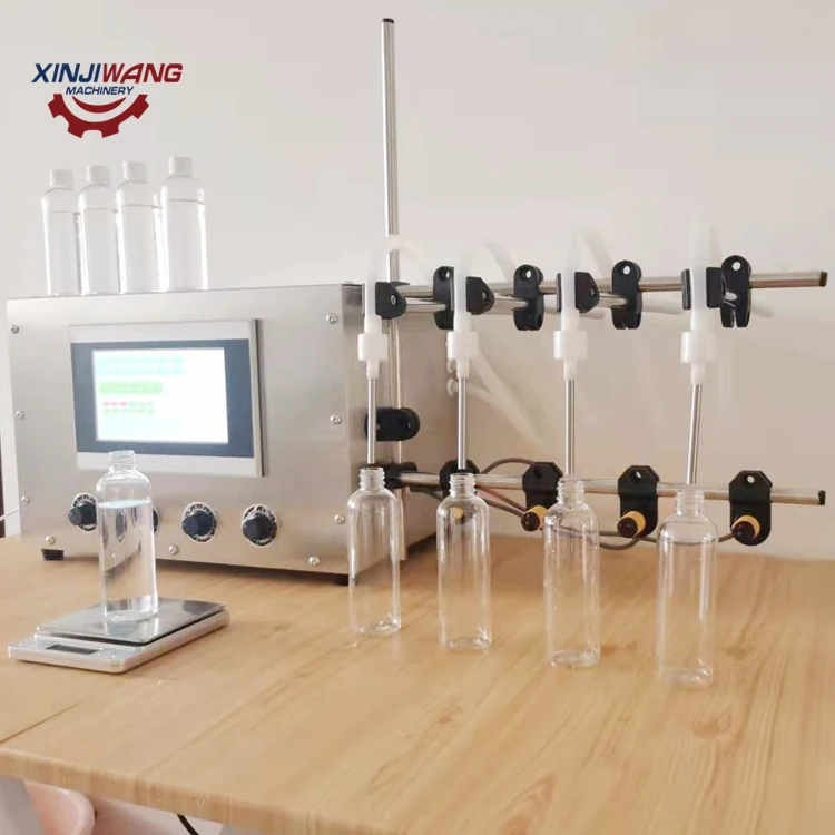 Table Top Desktop Automatic 4 Heads Liquid Filling Machine Perfume And Water Filler With Conveyor Belt