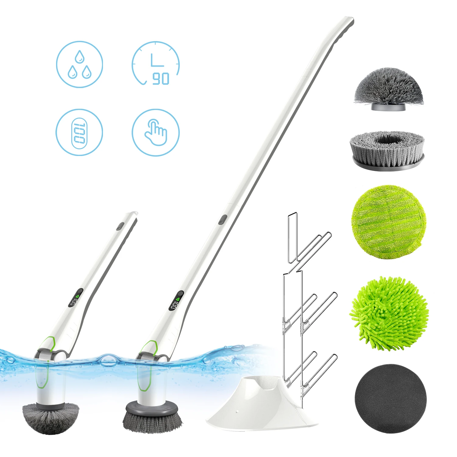 Rechargeable cordless multi-Purpose 360 rotating bath tub cleaners bathtub cleaner brush with long handle for wall,bathroom