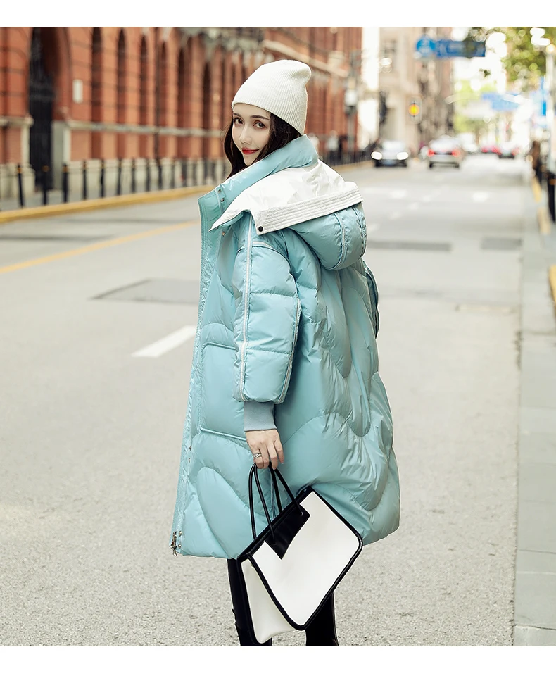 High Quality Thick Reversible Long  White Duck Down Coats Unisex Down Jacket