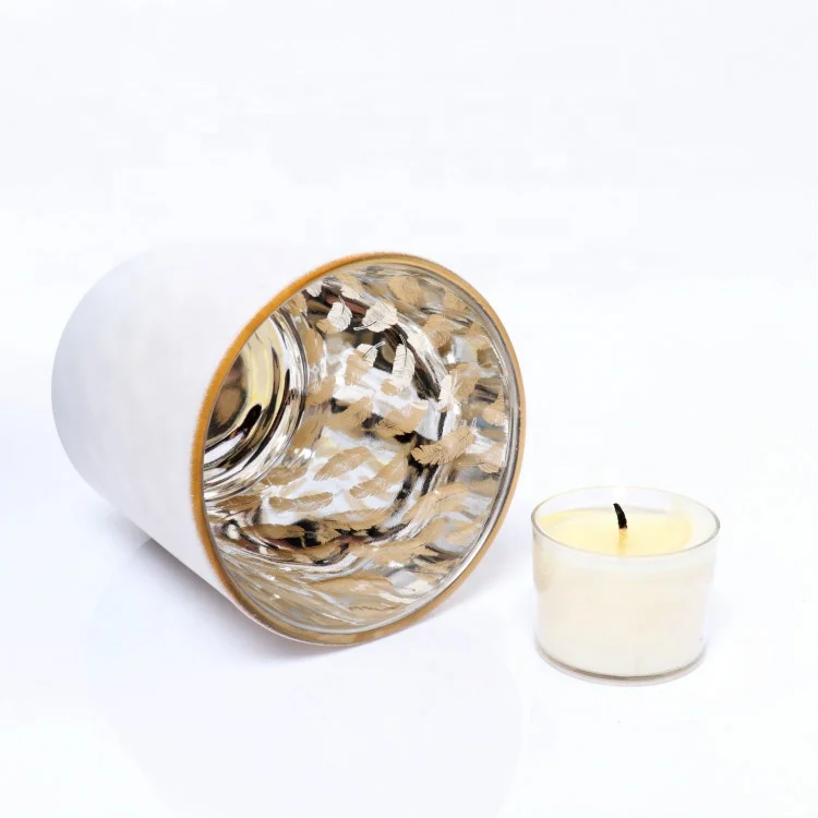 BOYE Luxury 8 oz/ 10oz Rose Gold With Feather Logo Laser Engrave Tea Light Votive Bar Candle Glass Jar Holders