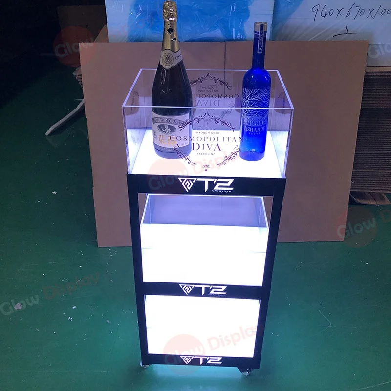 Hot Sale Popular Bar Nightclub Party Events LED light up Liquor Display Trolley VIP Champagne Cart