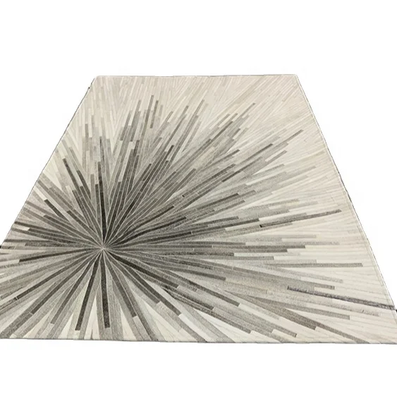 Ins Leather Fur Rugs Hand-made Cowhide Patchwork Carpets and Rugs with Hair On Customizable Modern Art Soft Unique Luxury