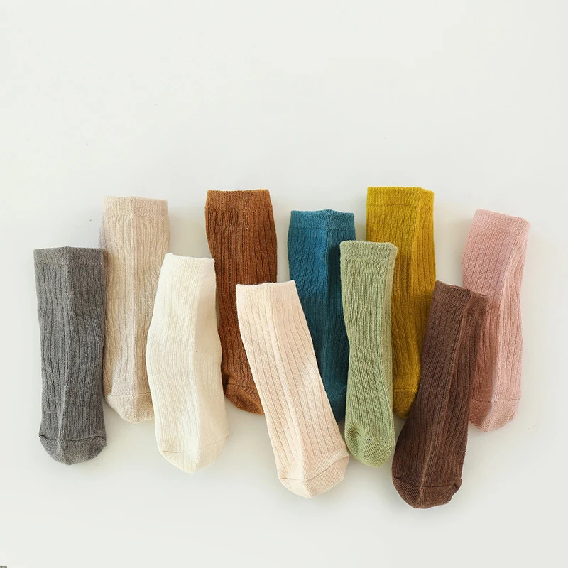 Korean Solid Color Infant Girls Boys Socks Simple Baby Cotton Socks Warm Newborn Long Sock