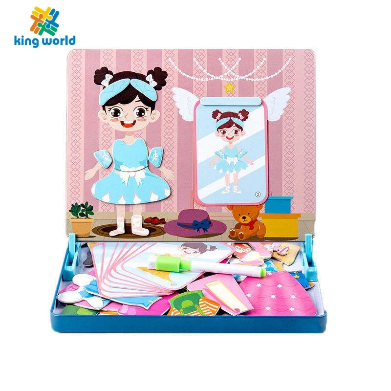 Education Wooden Toys Baby toys 6 to 12 months Wooden Magnetic Puzzle Boy Learning Dress Up Game Creative Toy Book