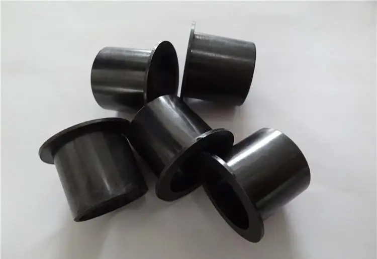 Black Derlin POM Plastic Flanged Bush Plastic CNC Machining  POM Sleeve Bushings