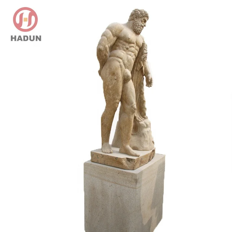 Famous Greek Stone Outdoor Naked Man Statue with Snake