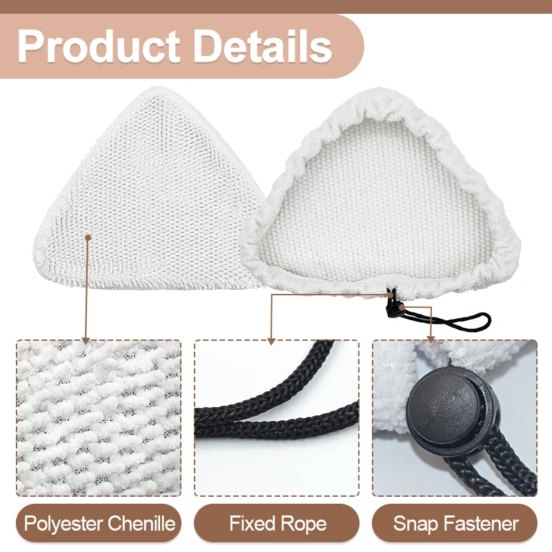 Triangular Steam Floor Mop Wipes Mop Replacement Washable Microfiber Cleaning Pads
