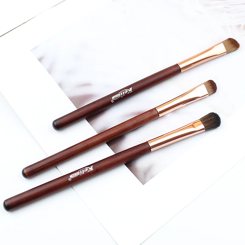 3pcs in 1 affordable price round nylon eyeshadow custom label brow angled brush