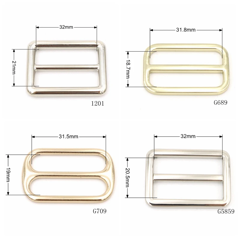 Good Quality bag hardware manufacturer blank flat square adjuster buckle 38mm metal sliding bar buckle