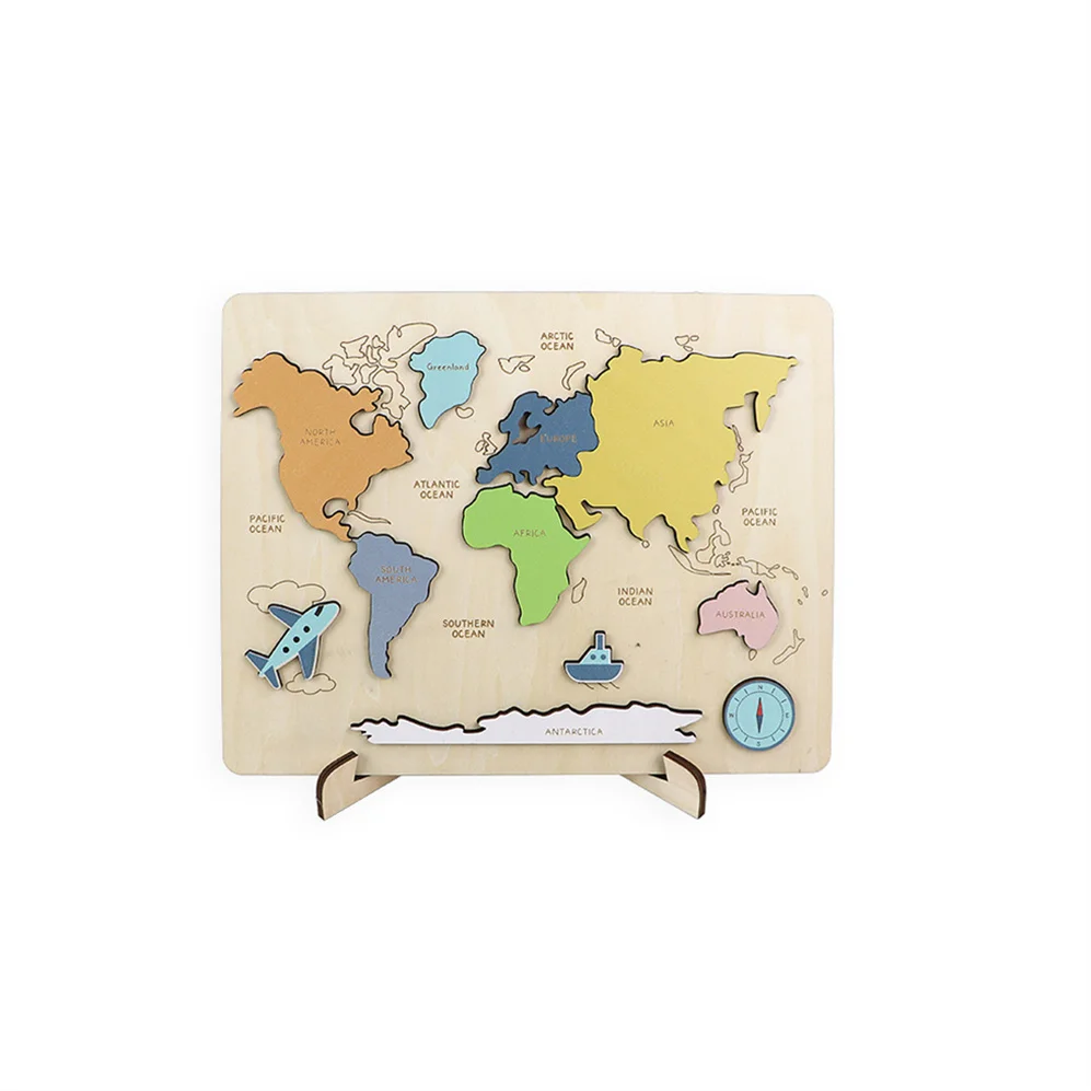 Latest 3D World Map Continents Map Puzzle for Map learning tool for elementary school students Wooden Puzzles for Kids