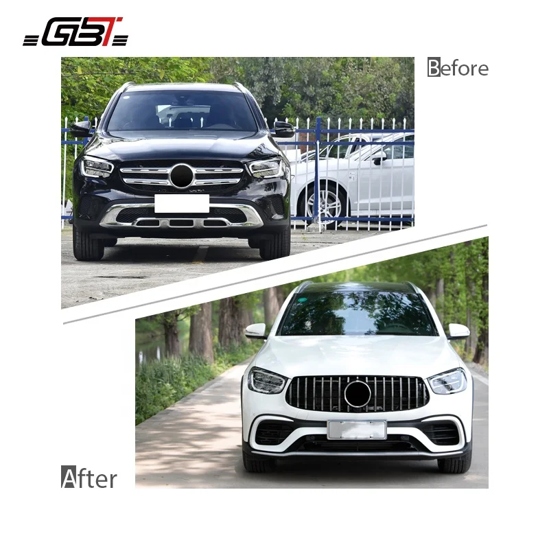 GBT New Facelift PP Car Front Bumper Support Air-Inlet Grille Fenders Exhaust Pipe Body kit For 2020-ON Mercedes-benz GLC W253