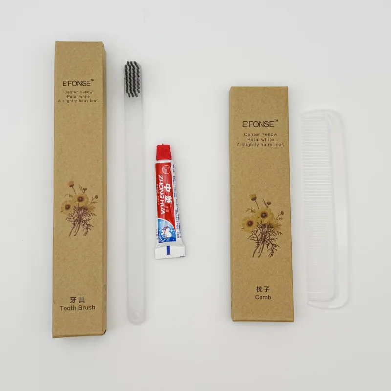 Custom OEM 3-5 Star Disposable Biodegradable Eco Friendly Hotel Amenities Guest Toiletries Kit Accessories Set