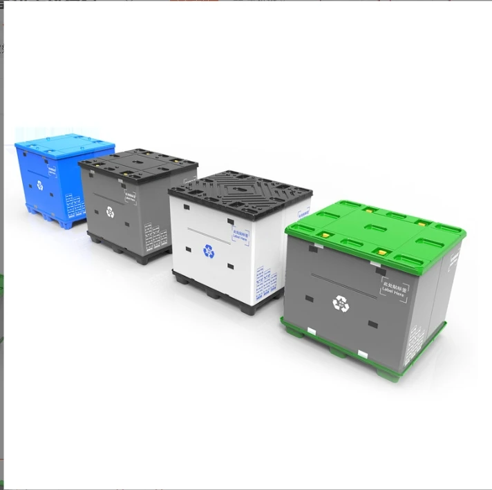Chinese factory  fold collapsible plastic pallet pack Box container with bottom pallet and upper lid