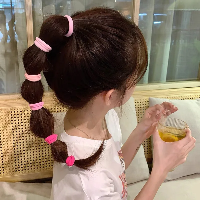 wholesale Women scruchies Colorful Girls Ponytail Holder Scrunchie Hair Tie Elastic Nylon Hair Ropes boxed