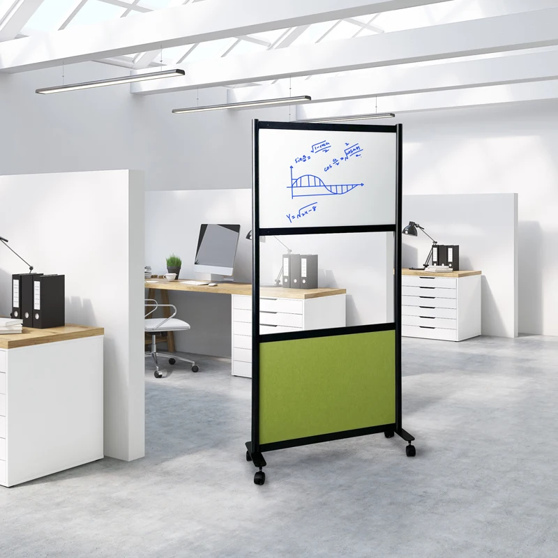 TOP Selling Three-piece Transparent Acrylic And Polyester Acoustic Panel Movable Whiteboard