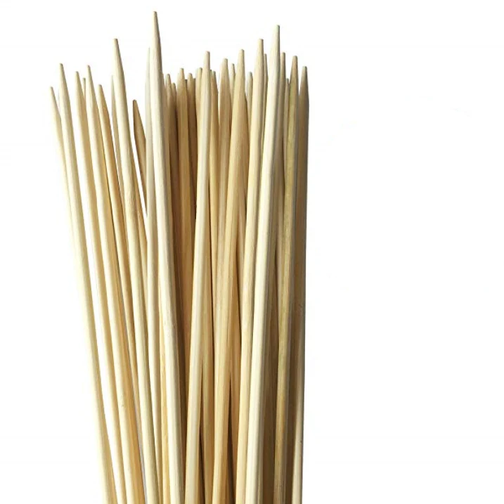 Round Cheap Bamboo Sticks Wholesale Palito Churrasco Suppliers Bambu Skewers 30cm Bois De Brochette Bamboo Skewer