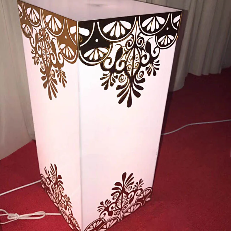 Square Acrylic Plinth Display Acrylic Pedestal Flower Stand Wedding Decoration Pillar With Led light
