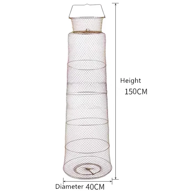 Galvanized Steel Wire Fish Baskets Collapsible Wire Fish Baskets Portable Fishing Basket Robust and Easy to Use