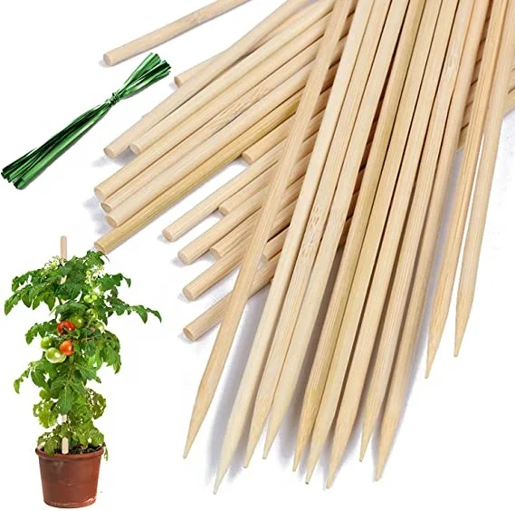 Bamboo Plant Stakes,Wood Plant Supports,Natural Bamboo Sticks for Plants Wooden Sign Posting Garden
