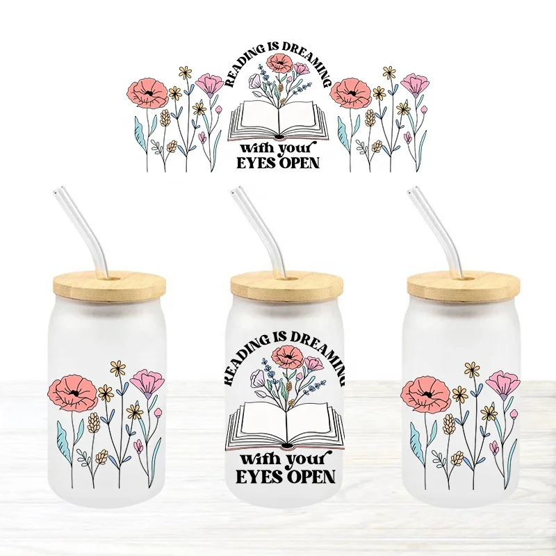 Custom Wholesale 3D Uv Dtf Wraps Designs Uv Dtf Wrap Cup Transfer For Mugs Cups Tumblers Libbey Glass Bottles Cans