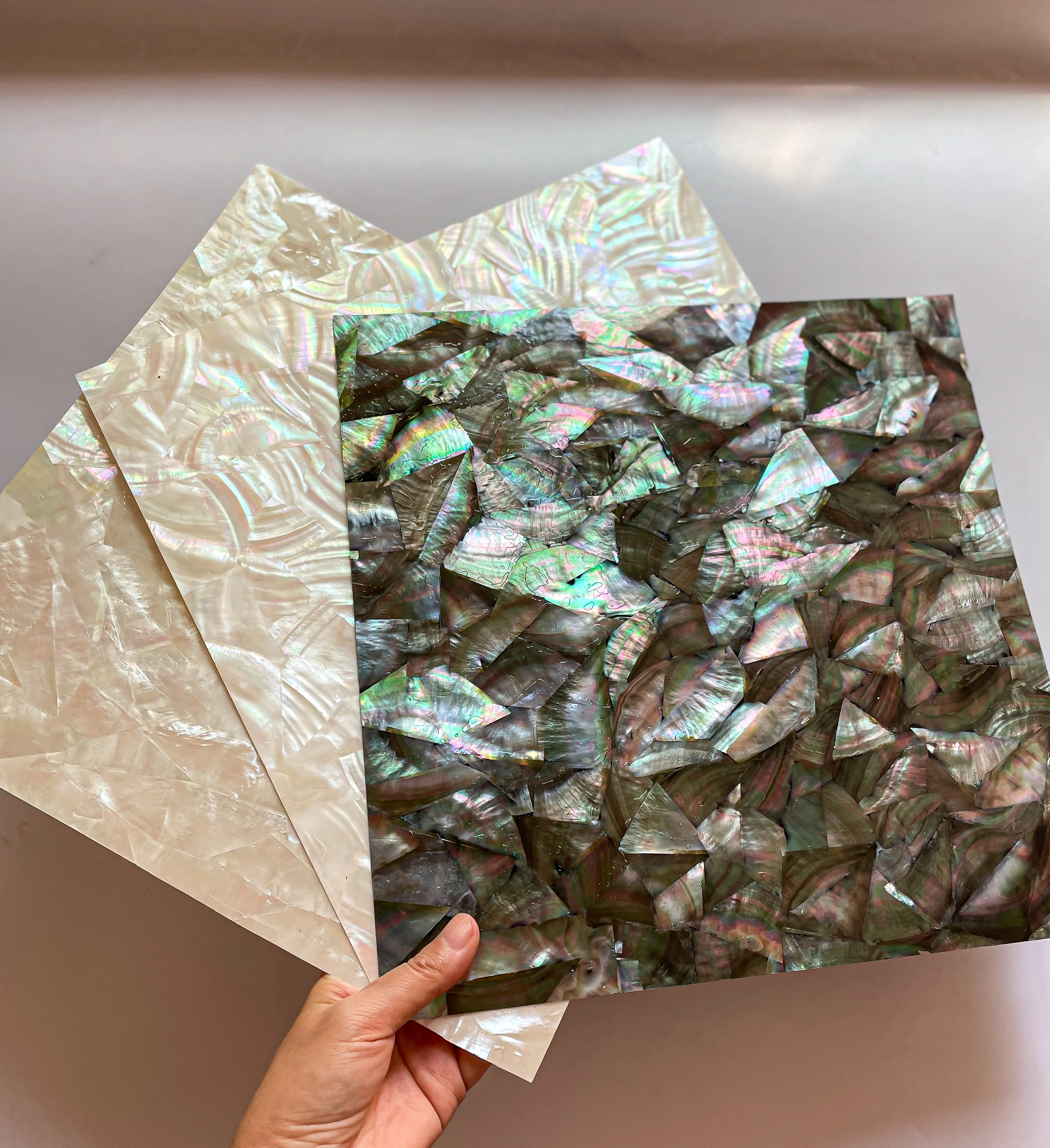 Factory directly supply natural sea shell  black/white Mother Of Pearl shell sheet  with white /black backing for home decor