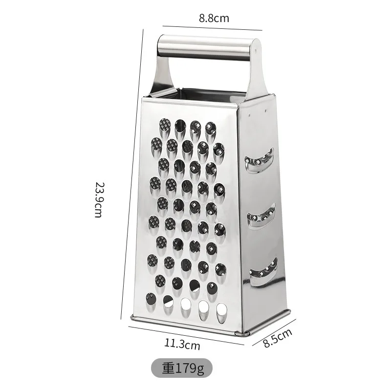 Factory Kitchen Stainless Steel Ginger Grater 4 Sides Vegetable Fruit Grater Professional Box Grater for Cheese and Carrot