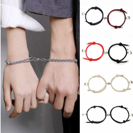 2pcs Couple Magnet Attract Each Other Personality Bracelet Men and Women Charm Girl Jewelry Lover