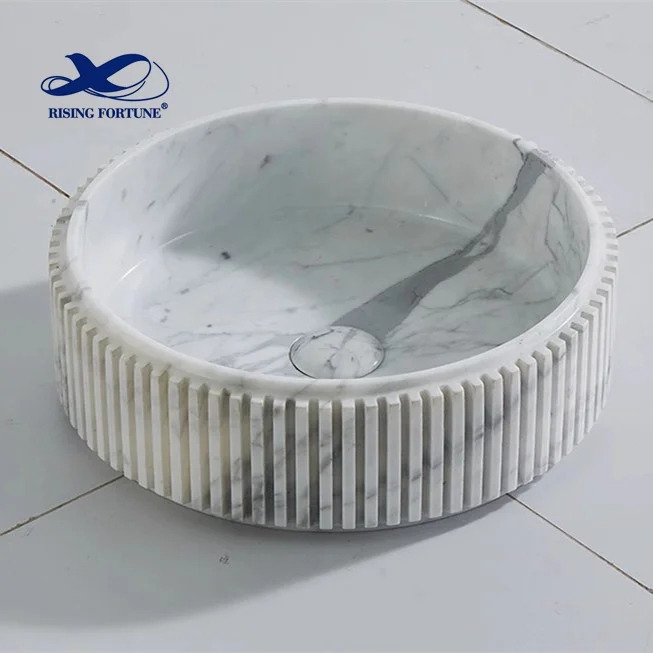 Countertop Carrara White Marble Stone Ceramic Wash Hand Basin Bathroom Vessel Sinks Face Bowls