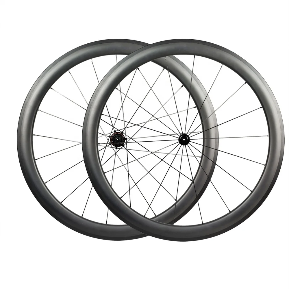 700c Road Clincher Wheels 45mm Asymmetrical Carbon Rim Brake Wheelset Tubeless Ready 2:1 Hub