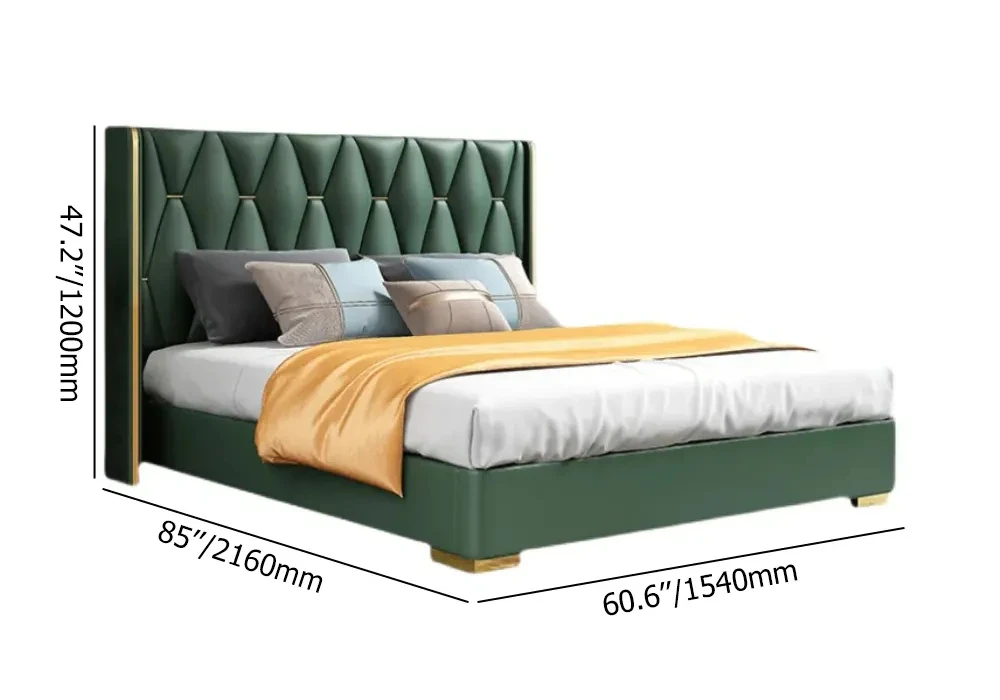 KEHUI Leather Beds Luxury Modern Design Bed Frame Futon King Size Pink Power Post Sewing Platform Genuine Leather Beds