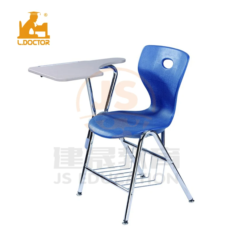 HY0308D student writing chair with steel wire basket for books